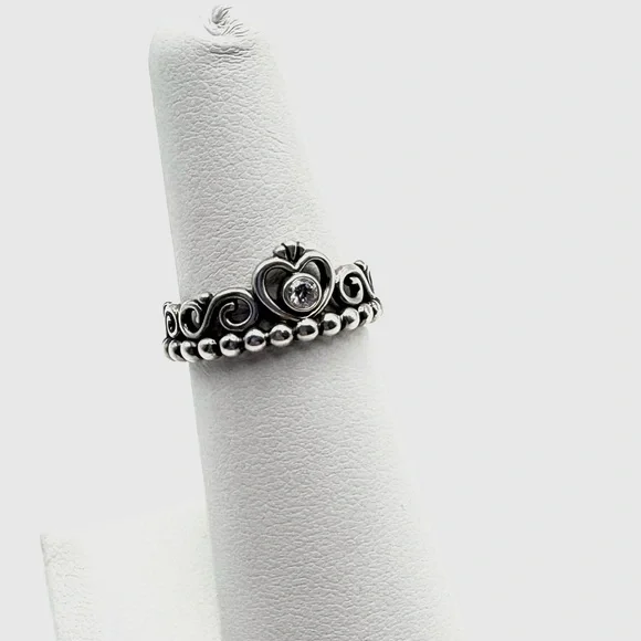 Pandora Sterling Silver My Princess Tiara CZ Ring Size 6 - Picture 3 of 5
